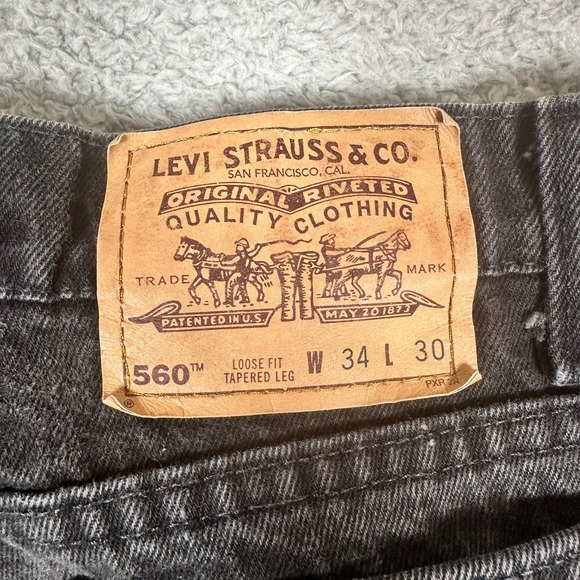 Vintage Levis 560 Jeans Mens 34x30 Black Denim Loose Fit Tapered Made USA 90s - Picture 7 of 14